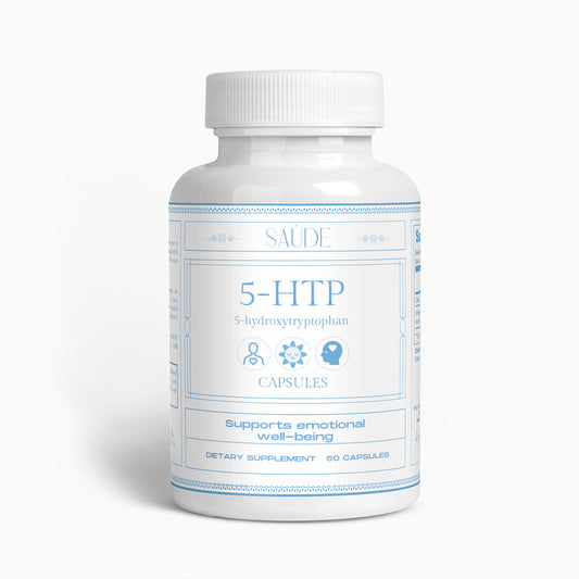 5-HTP Hydroxytryptophan supplement capsules bottle